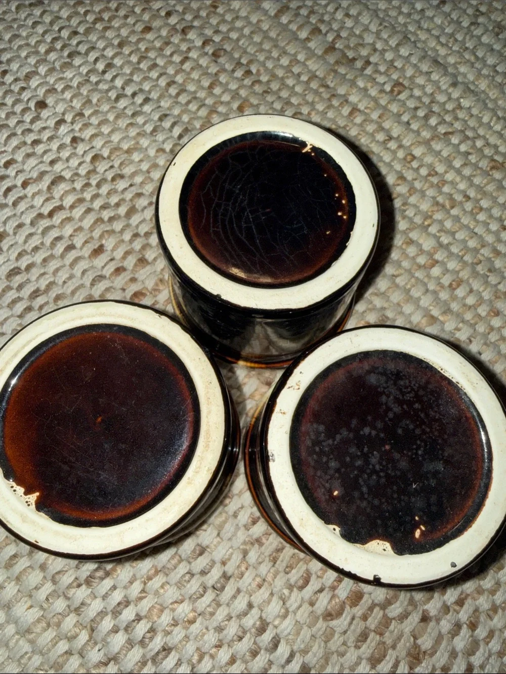 Drip-Glaze Ceramic Ramekins Set - Brown and Cream